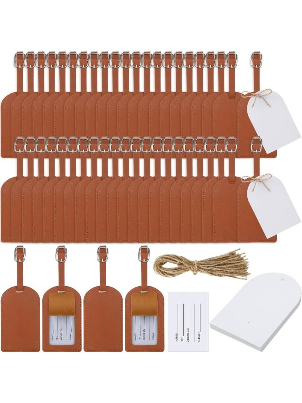 48 Leather Luggage Tags Set - Perfect Wedding Favors, Travel Accessories, Gift